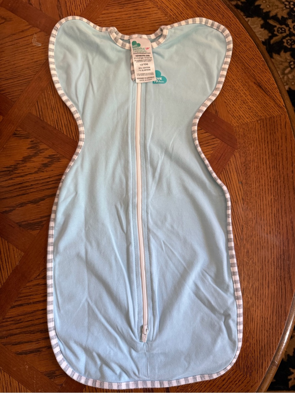 Love to Dream Light Blue Zip-Up Swaddle Sack